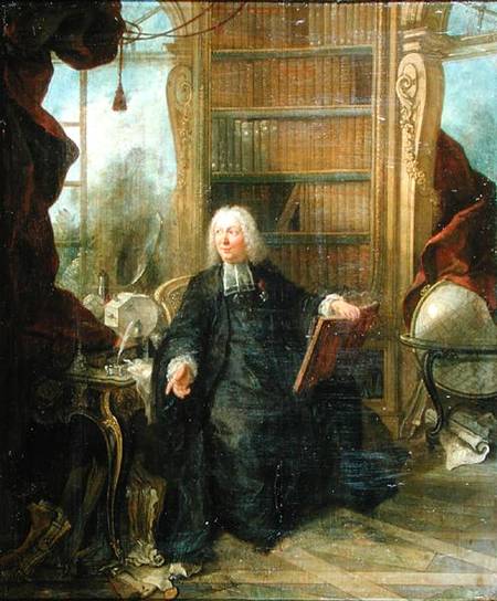 Abbot Nollet (1700-70) in his study, in chateau de la Muette optical pavilion van Jacques Lajoue