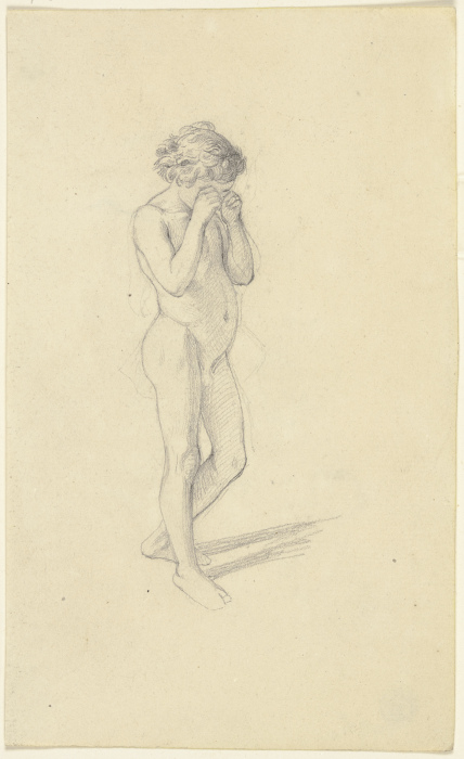 Nude of a boy, crying van Jakob Becker