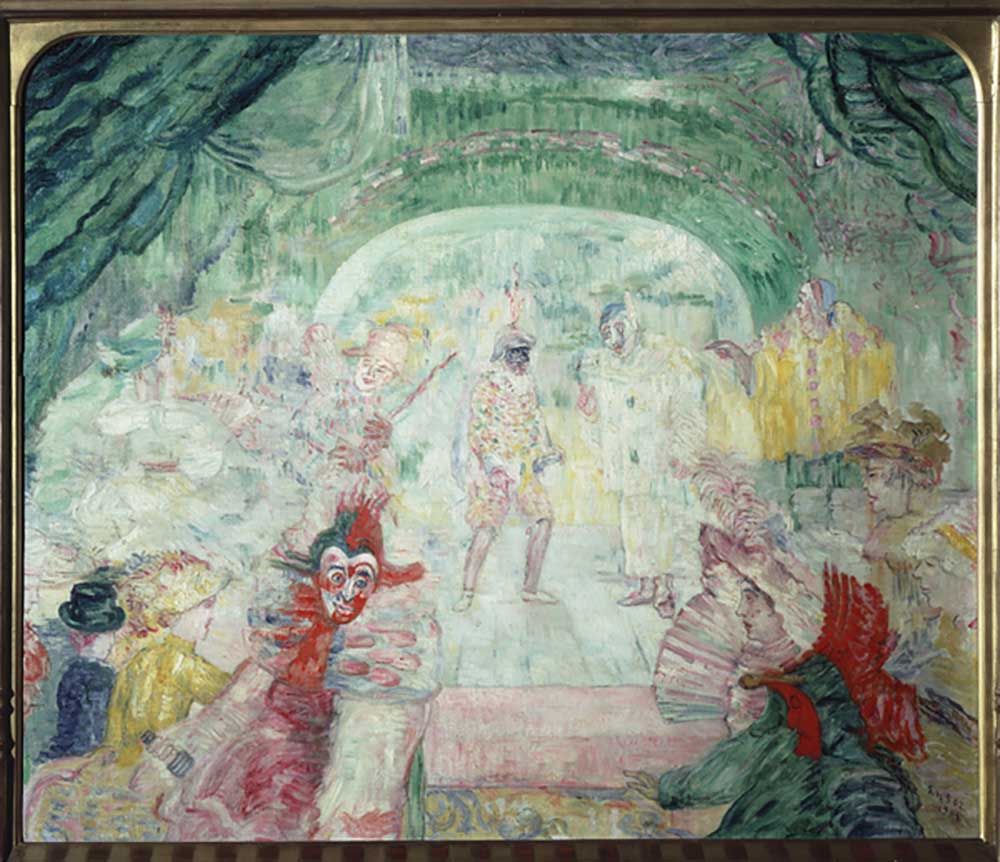The theater of masks. Painting by James Ensor (1860-1949). Oil on canvas, 1908, expressionism. Thyss van James Ensor