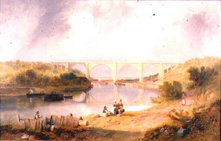 Victoria Bridge over the River Wear van James Wilson Carmichael