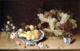 Still Life of Fruit and Flowers