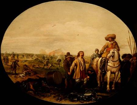 The Aftermath of Battle (oil on copper) van Jan the Younger Martsen