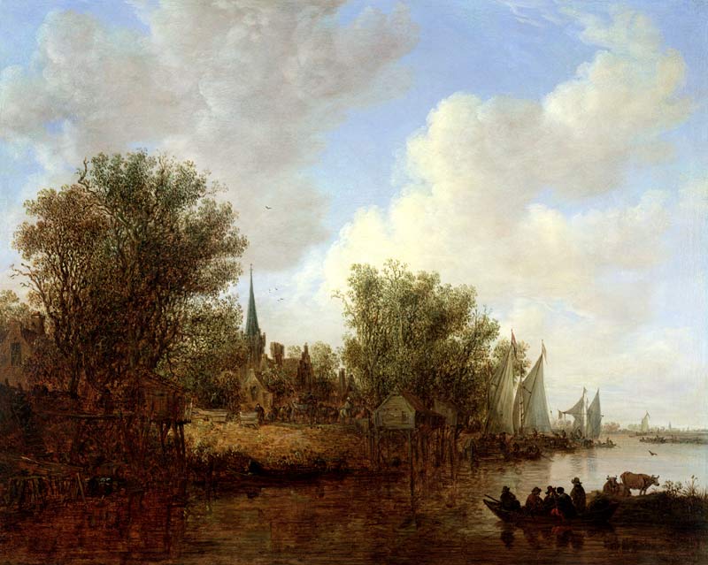 River scene with a View of Overschie van Jan van Goyen