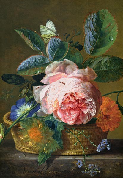 Een mand met bloemen - Jan van Huysum van Jan van Huysum