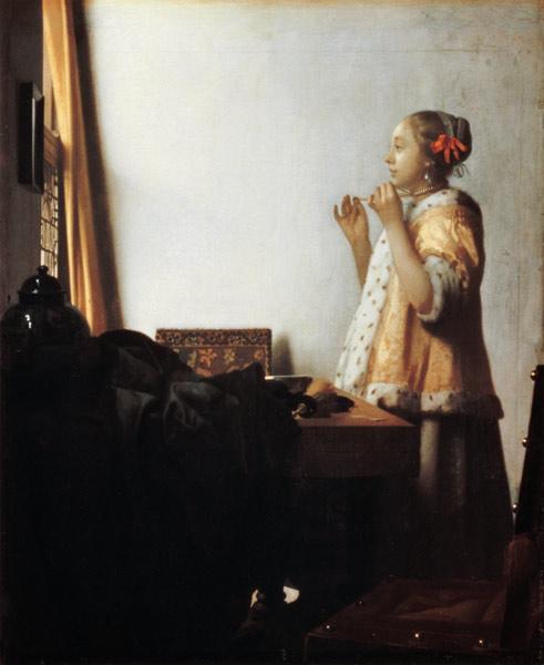 Vrouw met halsketting - De parelketting Johannes Vermeer
