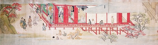 The House of the Shogun (ink on silk) van Japanese School