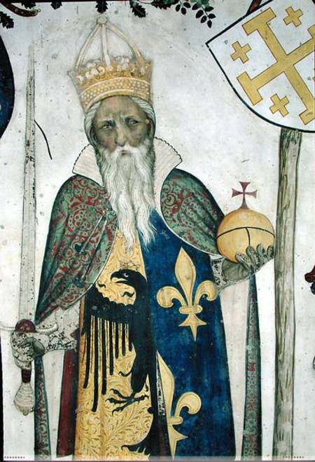 The Nine Worthies detail of Charlemagne (747-814) 1418-30 van Jaquerio