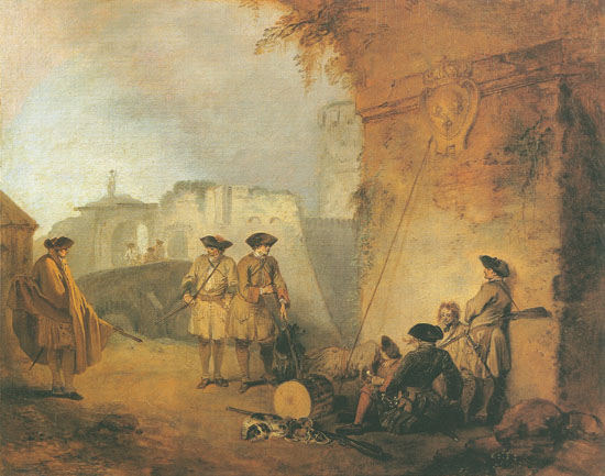 Das Tor von Valenciennes van Jean-Antoine Watteau