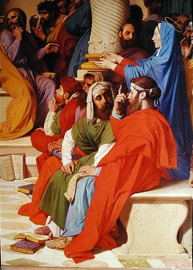 Jesus Among the Doctors, detail of the doctors and the Virgin Mary van Jean Auguste Dominique Ingres