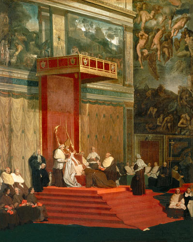 Pope Pius VII (Luigi Barnaba Chiaramonti) (1742-1823) attending chapel van Jean Auguste Dominique Ingres