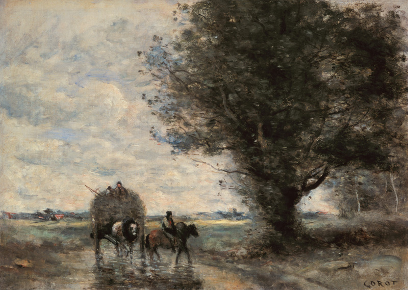 Der Heuwagen van Jean-Babtiste-Camille Corot