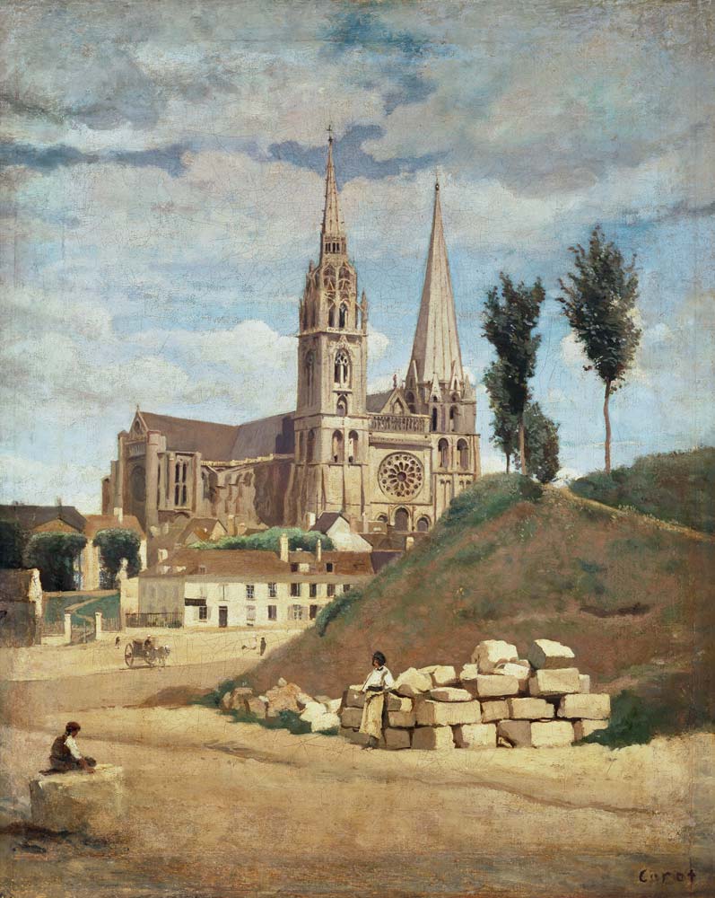 Die Kathedrale von Chartres van Jean-Babtiste-Camille Corot