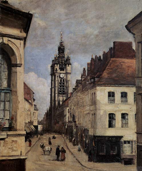 The Belfry of Douai van Jean-Babtiste-Camille Corot