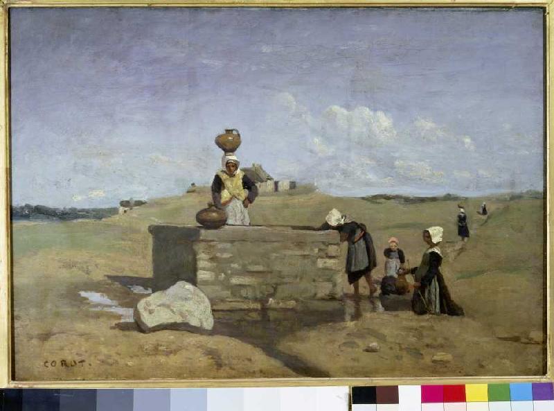 Bretonische Frauen am Brunnen van Jean-Babtiste-Camille Corot