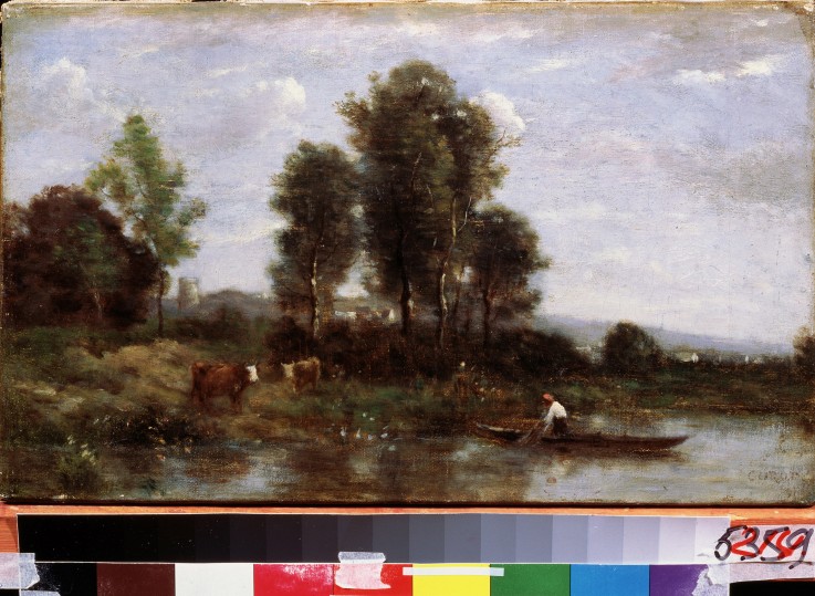 Landscape with a river van Jean-Babtiste-Camille Corot