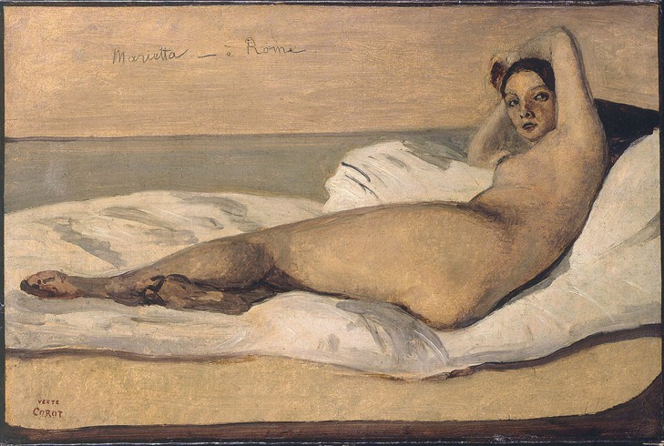 Marietta (The Roman Odalisque) van Jean-Babtiste-Camille Corot