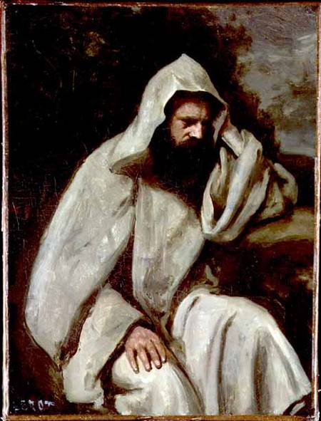Portrait of a Monk van Jean-Babtiste-Camille Corot