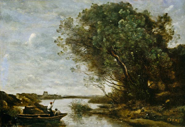 River Landscape van Jean-Babtiste-Camille Corot