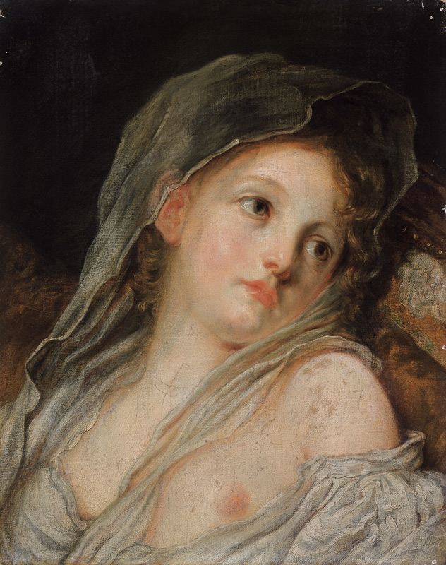 J.B.Greuze, Kopf eines jungen Maedchens van Jean Baptiste Greuze