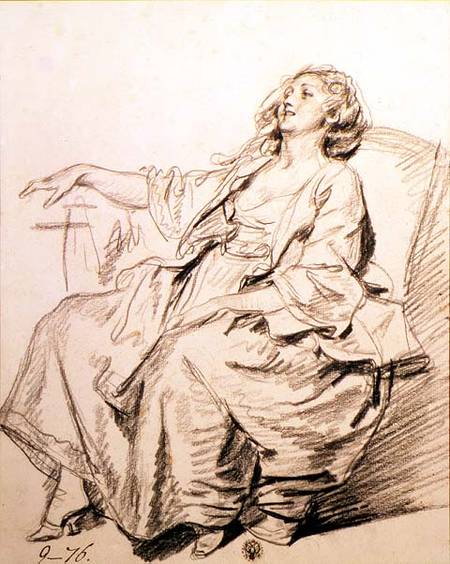 Young Woman Sitting in an Armchair van Jean Baptiste Greuze