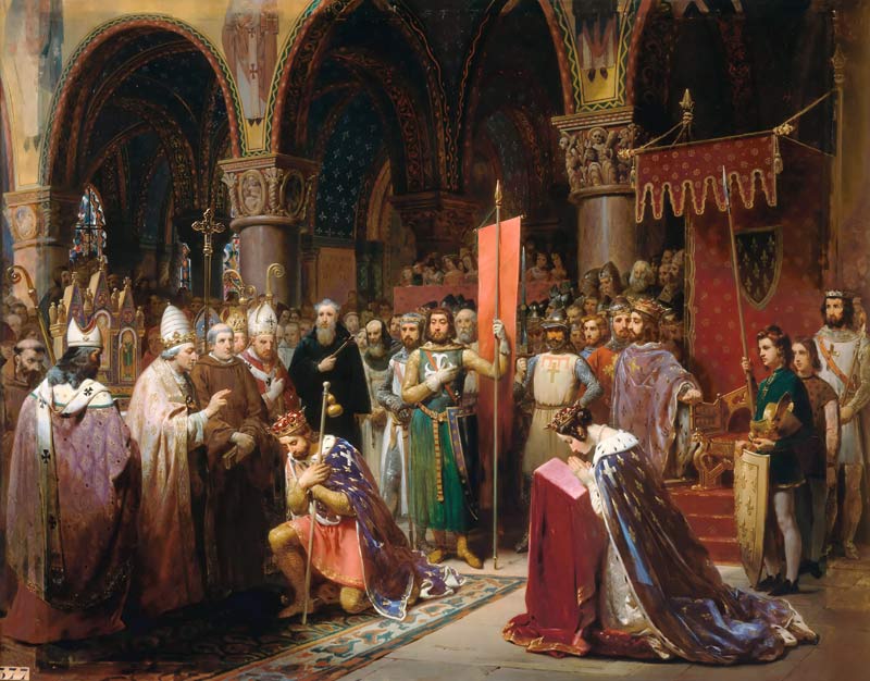 Louis VII (c.1120-1180) the Young, King of France Taking the Banner in St. Denis in 1147 van Jean Baptiste Mauzaisse