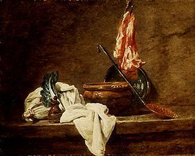 Stillleben mit irdener Schüssel van Jean-Baptiste Siméon Chardin