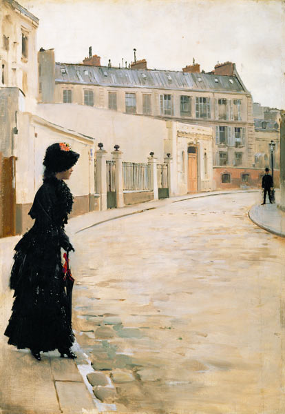 Waiting, Rue de Chateaubriand, Paris van Jean Beraud