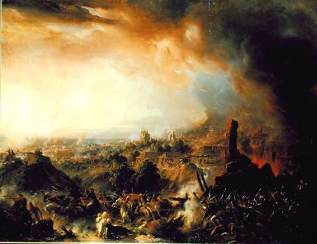 The Burning of Moscow in 1812 van Jean Charles Langlois