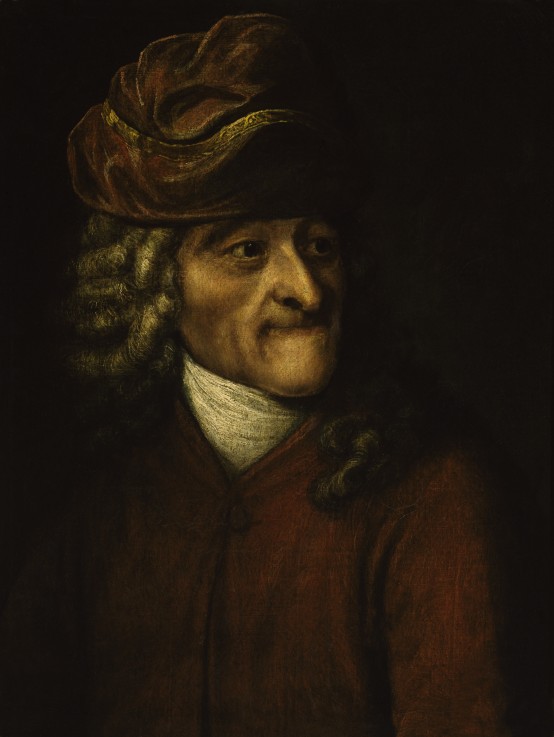 Portrait of the writer, essayist and philosopher Francois Marie Arouet de Voltaire (1694-1778) van Jean Huber