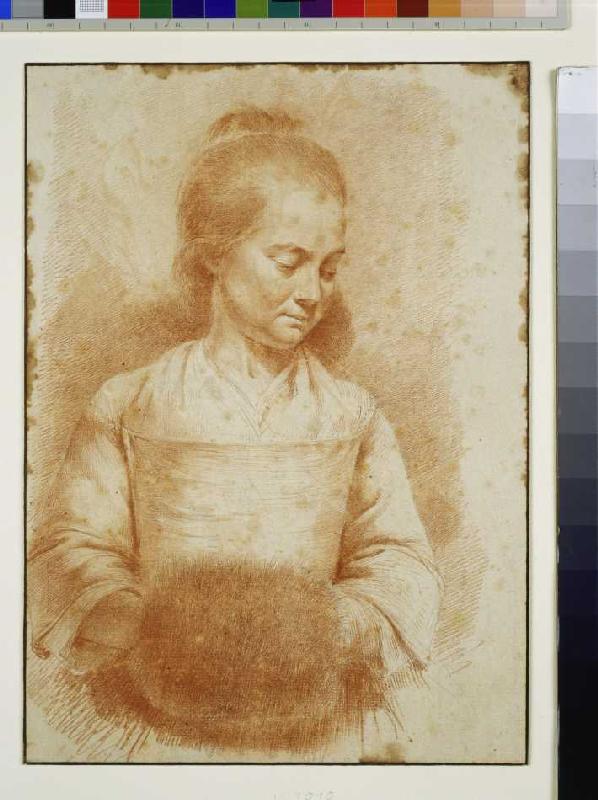 Halbfigur einer jungen Frau mit Muff. van Jean Jacques de Boissieu