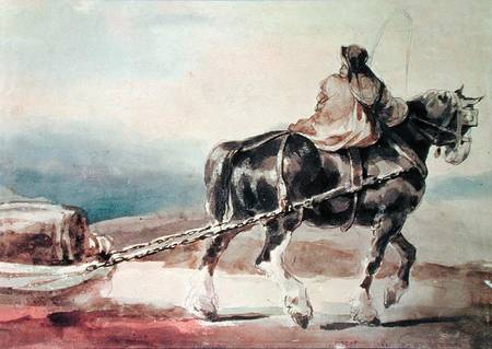 The Barge Horse (pencil & w/c on paper) van Jean Louis Théodore Géricault