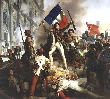 Fighting at the Hotel de Ville, 28th July 1830 van Jean Victor Schnetz