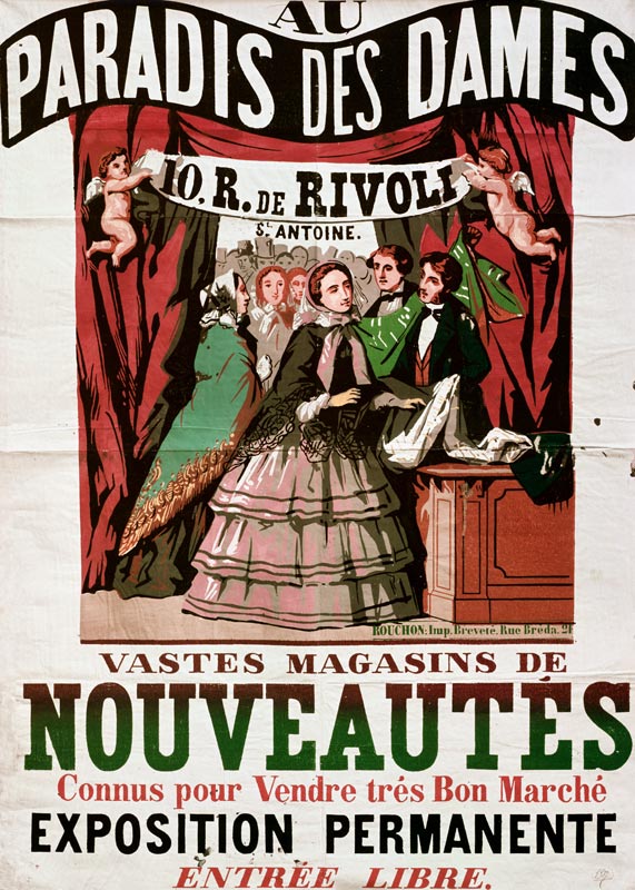 Poster advertising 'Au Paradis des Dames', Parisian shop van Jean Alexis Rouchon