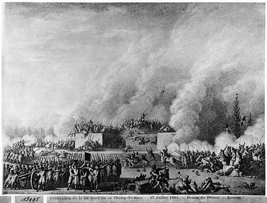 Publishing the martial law at the Champs-de-Mars, Paris, 17th July 1791 van Jean Louis the Younger Prieur