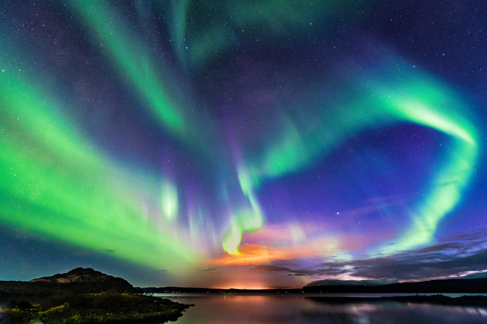 The aurora in Iceland van Jeffrey C. Sink