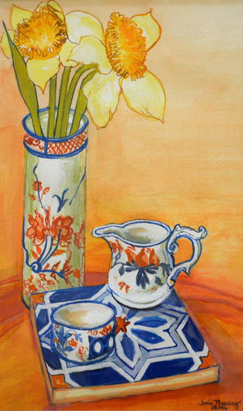 Chinese Vase with Daffodils, Pot and Jug van Joan  Thewsey