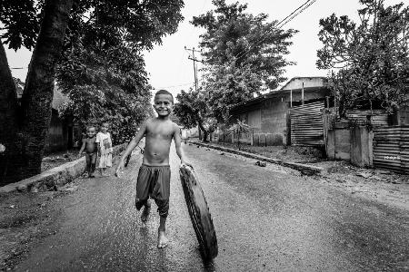 playing after rain