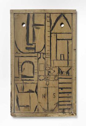 Constructivo con dibujo inciso, 1932 (incised wood)