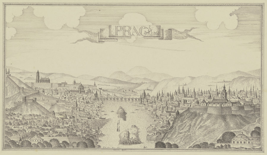 Ansicht von Prag mit der Moldau van Johann Baptist Reiser