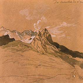 Die Waxensteine vor der Zugspitze van Johann Jakob Dorner d.J.