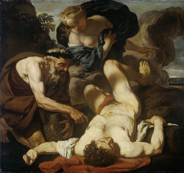 Selene and Endymion (The Death of Orion) van Johann Karl Loth