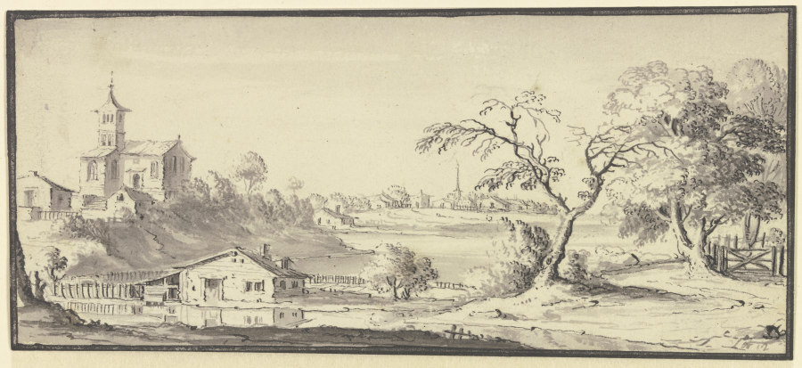 Landschaft mit einem Fluß van Johann Ludwig Aberli
