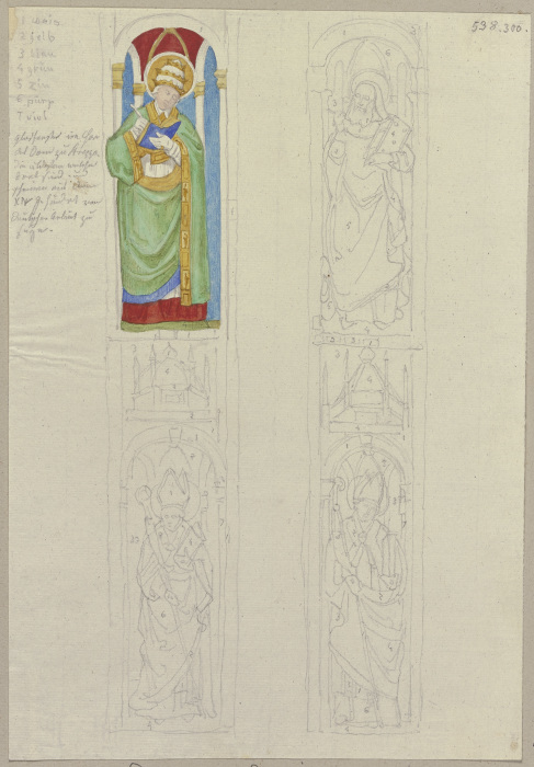 Detailansicht des Chorfensters im Dom von Arezzo, vermutlich eine deutsche Arbeit aus dem 15. Jahrhu van Johann Ramboux