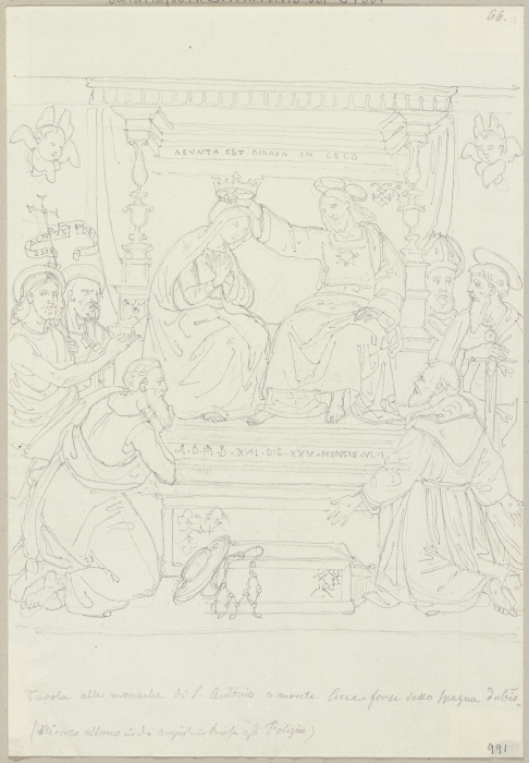 Die Krönung Mariens, nach einer Tafel in SantAntonio a Monteluce bei Perugia (?) van Johann Ramboux