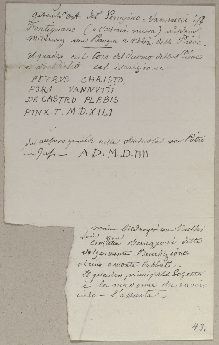 Die Nachschrift einer Inschrift sowie Notizen van Johann Ramboux