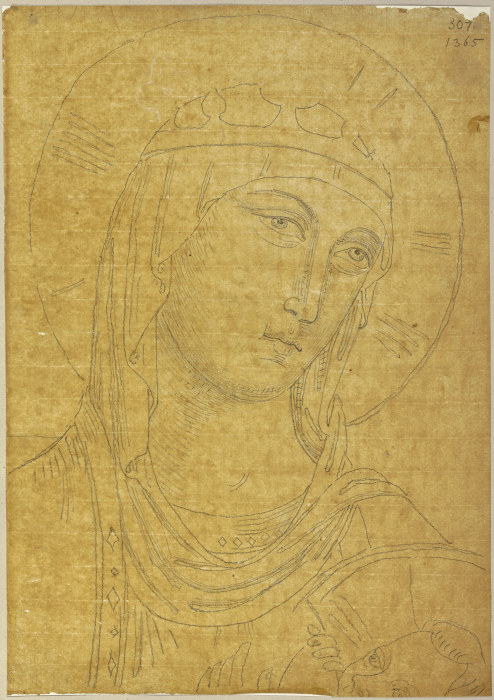Nach einem Fresko in SantAgostino in San Gimignano, von Ramboux unter einer Kalktünche entdeckt van Johann Ramboux