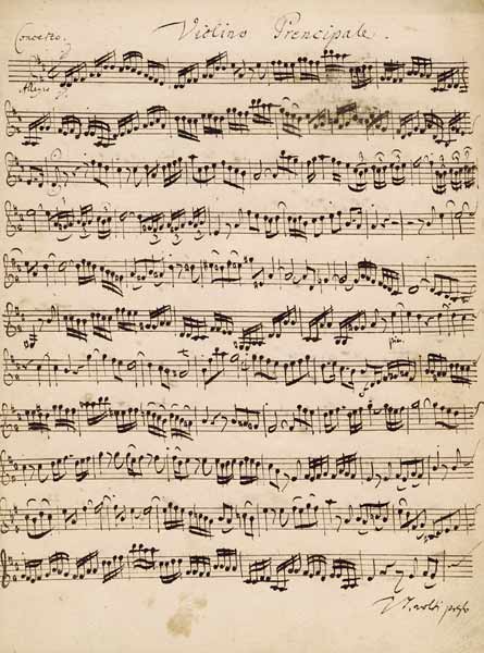 The Brandenburger Concertos, No.5 D-Dur, 1721 (pen and ink on paper) (see also 308416) van Johann Sebastian Bach