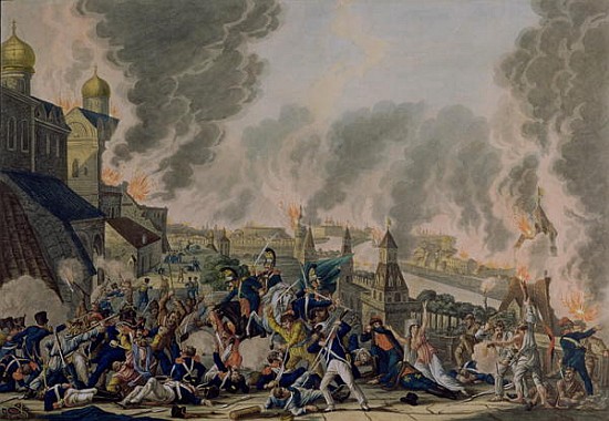 The Burning of Moscow, 15th September 1812 van Johann Lorenz Rugendas