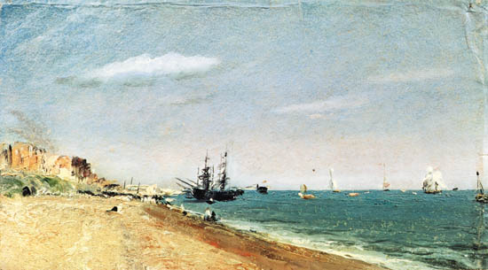 Strand von Brighton mit Segelschiffen van John Constable