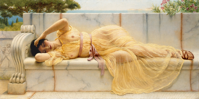 Girl in Yellow Drapery van John William Godward